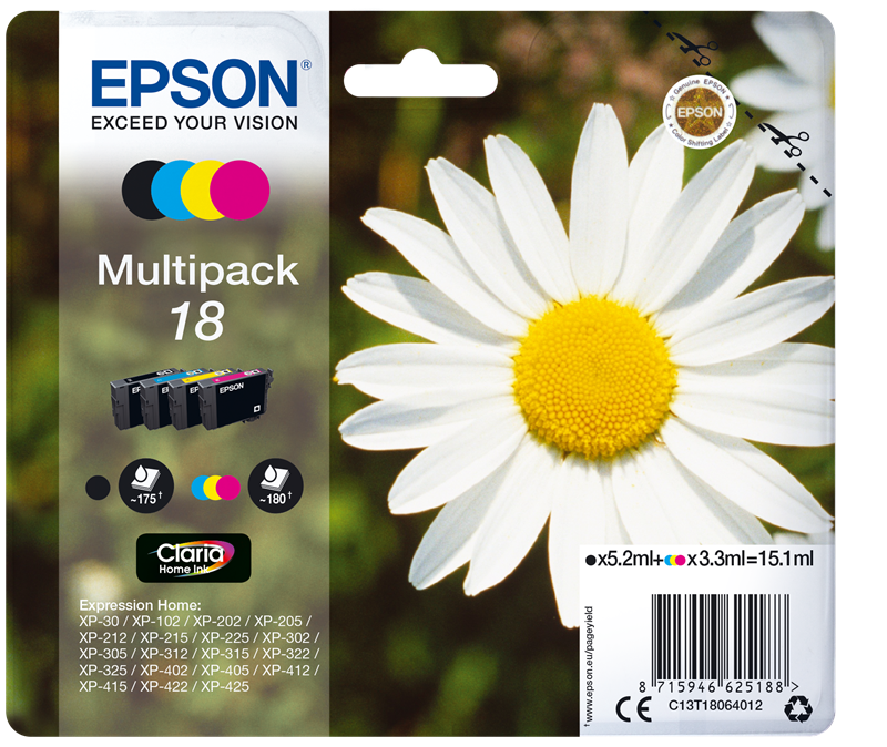 Epson T1806 Multipack Schwarz / Cyan / Magenta / Gelb