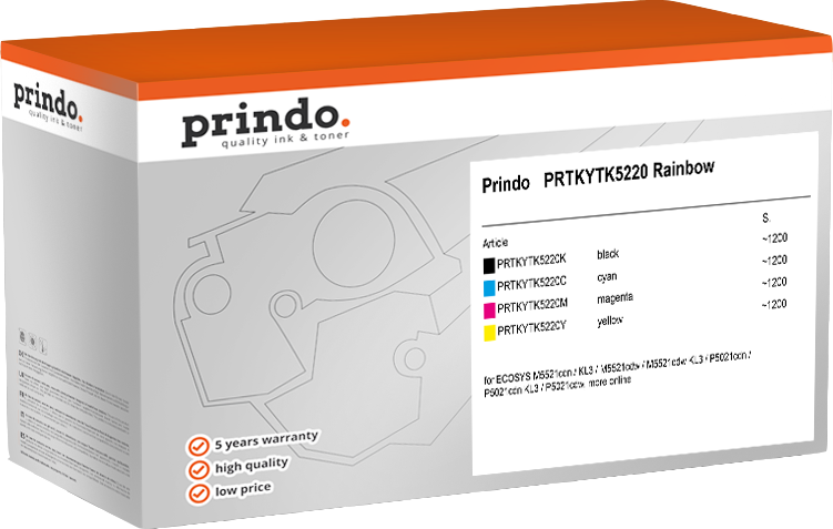 Prindo PRTKYTK5220 Rainbow Schwarz / Cyan / Magenta / Gelb Value Pack