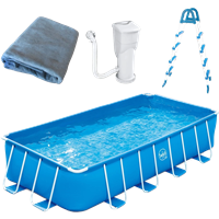 Swing Pools Premium Metallrahmen-Pool Beckenset blau 488 x 244 x 107 cm - Framepool mit Skimmer + Leiter