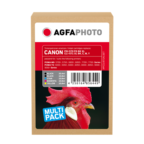 Agfa Photo PGI-570 PGBK XL+CLI-571XLBK,C,M,Y Multipack Noir(e) / Cyan / Magenta / Jaune / Noir (photo)