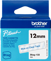 Brother Btag-133 tape Blauw op kleurloos