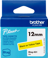 Brother Btag-631 Cinta mecanográfico Negro sobre amarillo