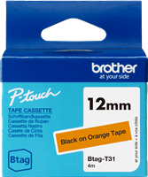 Brother Btag-T31 Fita rotuladora Preto sobre laranja