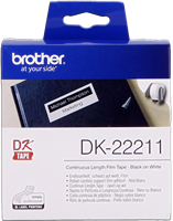Brother DK-22211 Etiquetas sin fin 29mm x 15,24m Negro sobre blanco