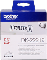 Brother DK-22212 Etiquetas continuas 62mm x 15,24m Negro sobre blanco