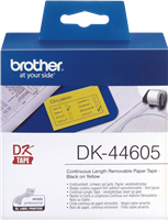 Brother DK-44605 Étiquettes continues repositionnables 62mm x 30,48m Noir sur jaune