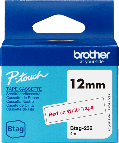 Brother Btag-232 Fita rotuladora Vermelho sobre branco