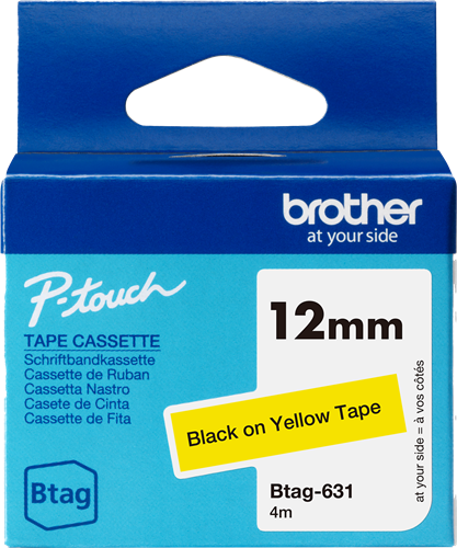 Brother Btag-631 Fita rotuladora Preto sobre amarelo