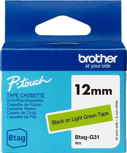 Brother Btag-G31 Fita rotuladora Preto sobre verde