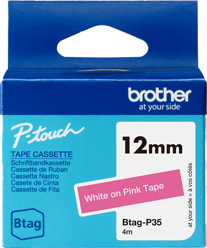 Brother Btag-P35 Fita rotuladora Branco sobre rosa
