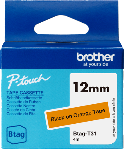 Brother Btag-T31 Fita rotuladora Preto sobre laranja