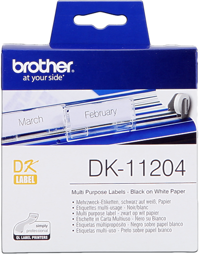 Brother DK-11204 Etiquetas multiuso 17x54mm Negro sobre blanco