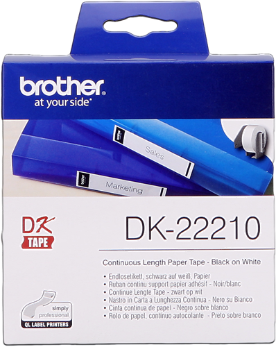 Brother DK-22210 Etiquetas continuas 29mm x 30,48m Negro sobre blanco
