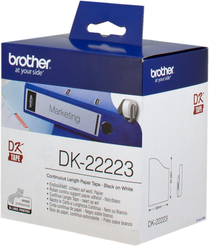 Brother DK-22223 Etiquetas sin fin 50mm x 30,48m Negro sobre blanco