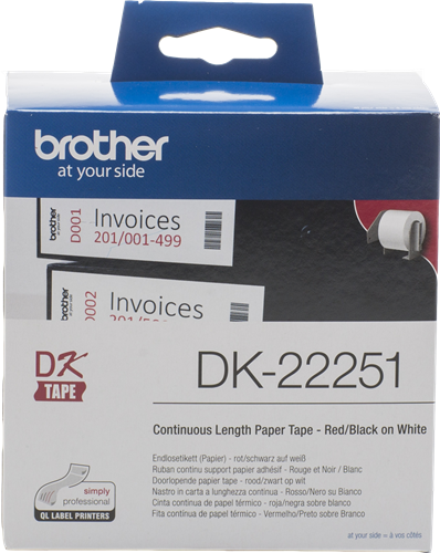Brother DK-22251 Etiquettes en continu 62mm x 15,24m Noir(e) / Bleu / Blanc