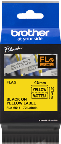 Brother FLe-6511 Cinta de rotulación 21 x 45mm Negro sobre amarillo