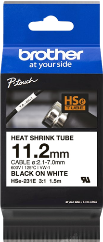 Brother HSe-231E Fita rotuladora Preto sobre branco