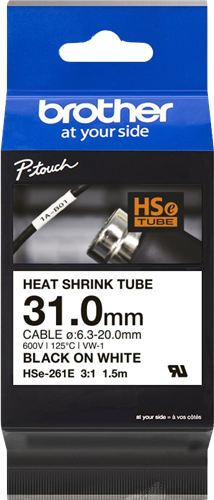 Brother HSe-261E Fita rotuladora Preto sobre branco