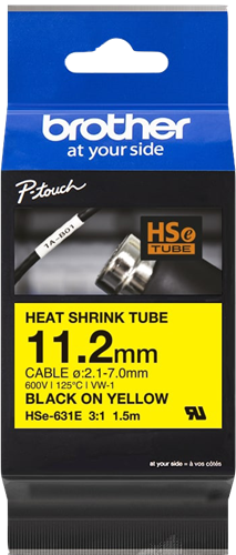 Brother HSe-631E Fita rotuladora Preto sobre amarelo