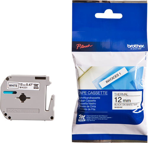 Brother M-K231BZ Fita rotuladora Preto sobre branco