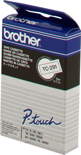Brother TC-291 Fita rotuladora Preto sobre branco