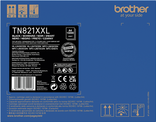Brother TN-821XXLBK Preto Tóner