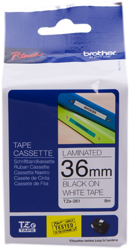Brother TZe-261 Fita rotuladora Preto sobre branco