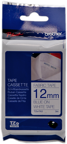 Brother TZe-FA3 Fita rotuladora Azul sobre branco