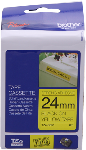 Brother TZe-S651 Fita rotuladora Preto sobre amarelo