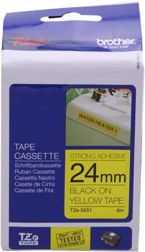 Brother TZe-S651 tape black on yellow
