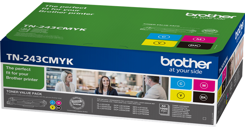 4-Pack TN-243CMYK TN247 DCP-L3550CDW Toner Compatible pour Brother