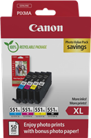 Canon CLI-551 XL Preto / Cyan / Magenta / Amarelo Value Pack