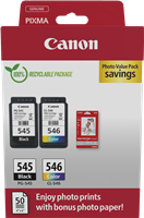 Canon PG-545 + CL-546 Noir(e) / Plusieurs couleurs / Blanc Value Pack