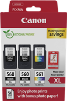 Canon PG-560XL+CL-561XL Preto / várias cores / Branco Value Pack