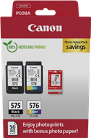 Canon PG-575+CL-576 Noir(e) / Plusieurs couleurs / Blanc Value Pack
