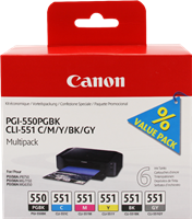 Canon PGI-550+CLI-551 Černá / tyrkysová / purpurová / žlutý / Šedá