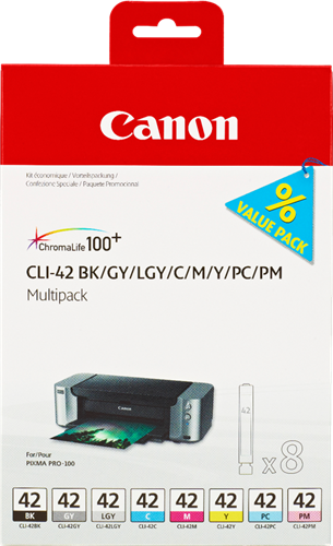 Canon CLI-42 Pack Preto / Cyan / Magenta / Amarelo / Gris / Cyan (claro) / Magenta (claro) / Gris (claro)