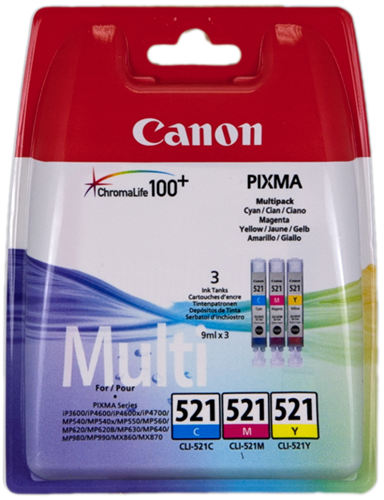 Canon CLI-521 Multipack Cyan / Magenta / Jaune
