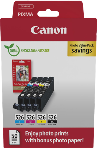 Canon CLI-526 Noir(e) / Cyan / Magenta / Jaune Value Pack
