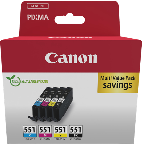Canon CLI-551 Pack Preto / Cyan / Magenta / Amarelo