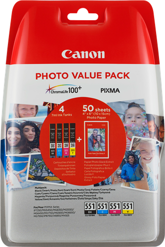 Canon CLI-551 Photo Černá / tyrkysová / purpurová / žlutý 