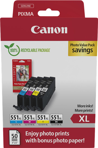 Canon CLI-551 XL negro / cian / magenta / amarillo Value Pack