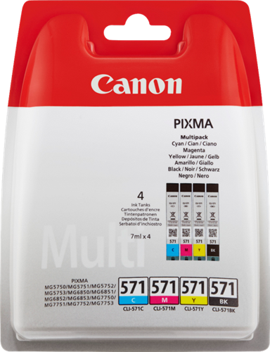 Canon CLI-571 Pack Preto / Cyan / Magenta / Amarelo