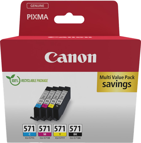 Canon CLI-571 Pack Preto / Cyan / Magenta / Amarelo