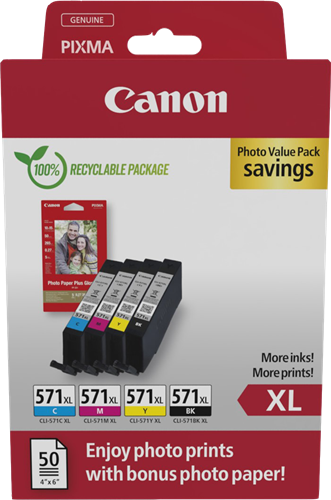 Canon CLI-571 XL negro / cian / magenta / amarillo Value Pack