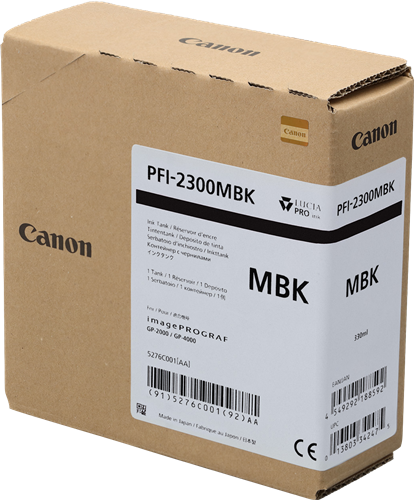 Canon PFI-2300mbk Nero (opaco) Cartuccia d'inchiostro