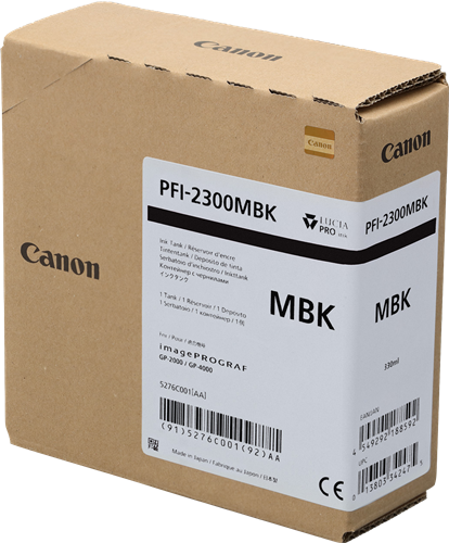 Canon PFI-2300mbk Preto (opaco) Cartucho de tinta