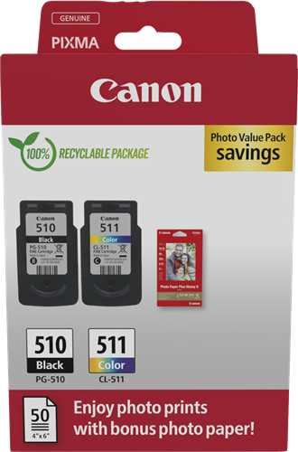 Canon PG-510+CL-511 nero / differenti colori / Bianco Value Pack