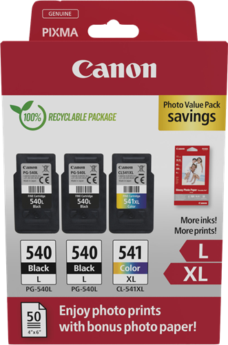 Canon PG-540L+CL-541XL nero / differenti colori / Bianco Value Pack