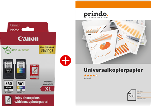 Canon PG-560XL+CL-561XL MCVP Preto / várias cores / Branco Value Pack